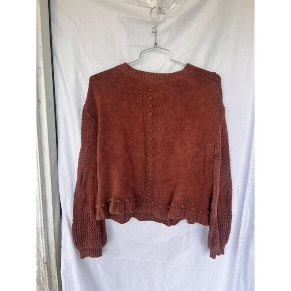 Anthropologie Pilcro Diana Cropped Cable Knit Cardigan Sweater Large Copper - Picture 7 of 12